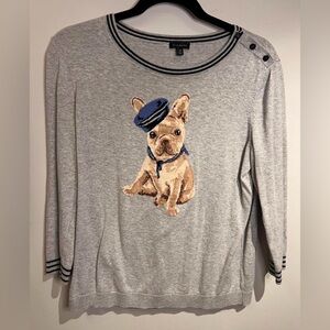 Talbots Grey French Bull Dog Sailor Sweater • size M